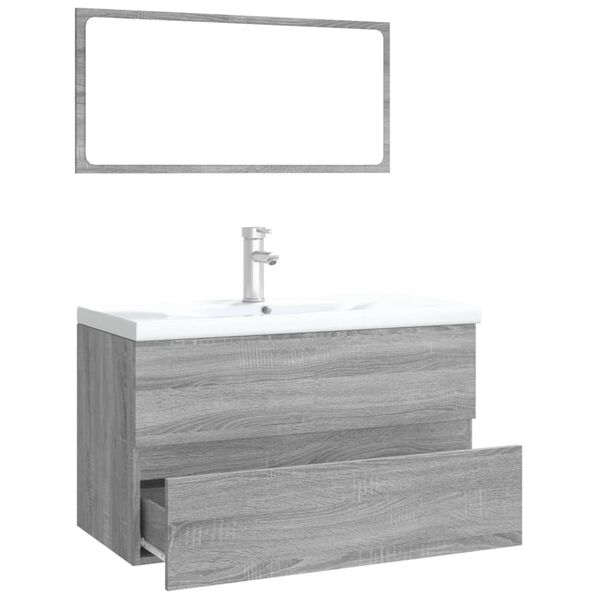 vidaXL Set de muebles de baño madera contrachapada gris Sonoma