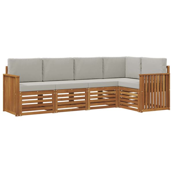 vidaXL Juegos de sof&aacute;s con coj&iacute;n 5 pcs Gris Natural y Claro