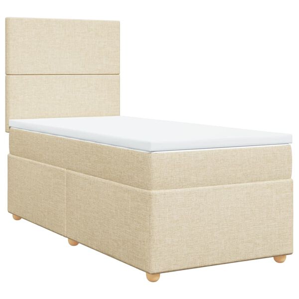 vidaXL Cama box spring con colch&oacute;n tela color crema 100x200 cm