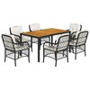 vidaXL Set de comedor de jard&iacute;n 7 pzas y cojines rat&aacute;n sint&eacute;tico negro