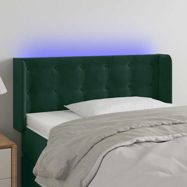 vidaXL Cabecero con LED de terciopelo verde oscuro 83x16x78/88 cm