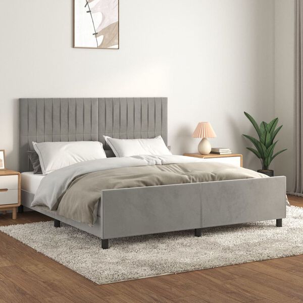 vidaXL Estructura de cama sin colch&oacute;n terciopelo gris claro 160x200 cm