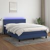 vidaXL Cama box spring colch&oacute;n y luces LED tela azul 140x190 cm
