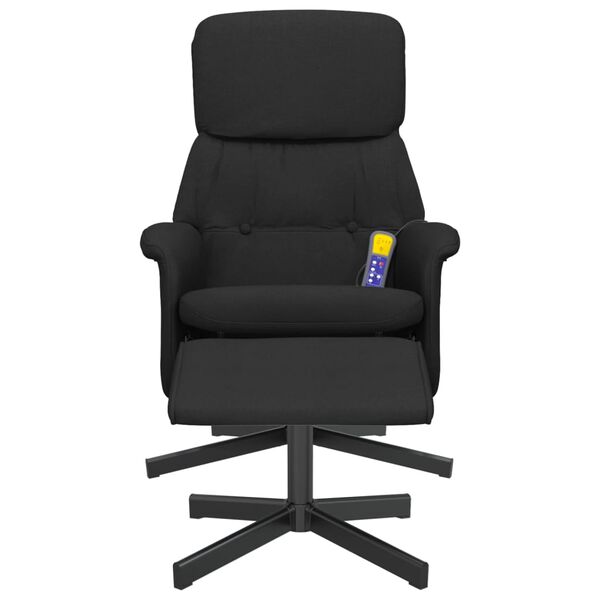 vidaXL Sill&oacute;n reclinable de masaje con reposapi&eacute;s tela negro