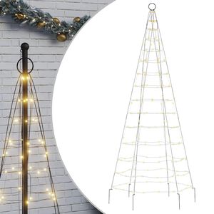 vidaXL &Aacute;rbol de Navidad en asta de bandera 200 LED blanco c&aacute;lido 180cm