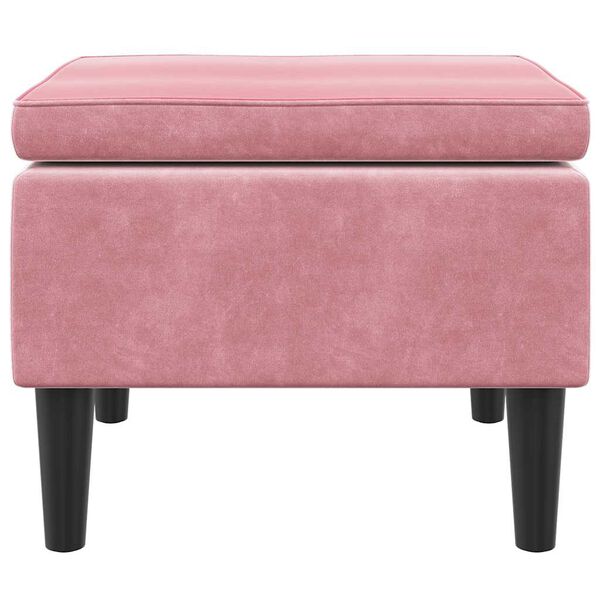 vidaXL Taburete con patas de madera terciopelo rosa