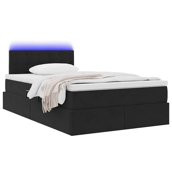 vidaXL Cama con almacenamiento y LED Negro 120 x 190 cm Terciopelo
