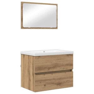 vidaXL Juego de muebles de ba&ntilde;o con caj&oacute;n 3 pcs Roble artesanal
