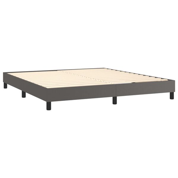 vidaXL Cama box spring con colch&oacute;n cuero sint&eacute;tico gris 160x200 cm