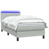 vidaXL Cama box spring con colch&oacute;n y LED terciopelo gris claro 90x220 cm
