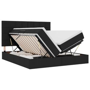 vidaXL Cama con almacenamiento con cabecera Negro 180 x 200 cm Tela