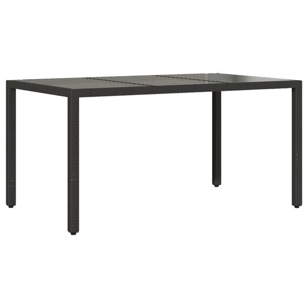 vidaXL Set comedor jard&iacute;n 5 pzas cojines rat&aacute;n sint&eacute;tico vidrio negro
