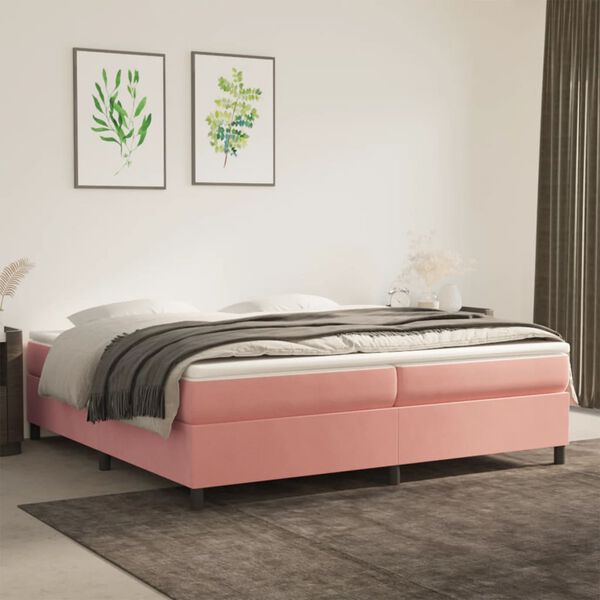 vidaXL Estructura Estructura de cama con somier terciopelo rosa 200x200 cm