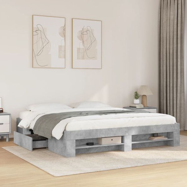 vidaXL Estructura de cama sin colchón gris hormigón 180x200 cm