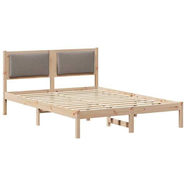 vidaXL Estructura de cama Taup&eacute; 140 x 190 cm Madera de pino macizo