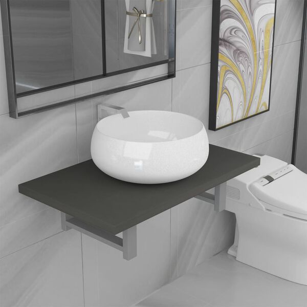 vidaXL Conjunto de muebles de ba&ntilde;o 2 piezas cer&aacute;mica gris