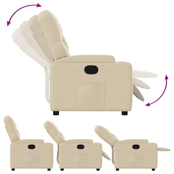 vidaXL Sillón reclinable de tela crema