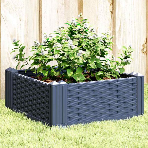 vidaXL Jardinera con clavijas PP azul gris 42,5x42,5x28,5 cm