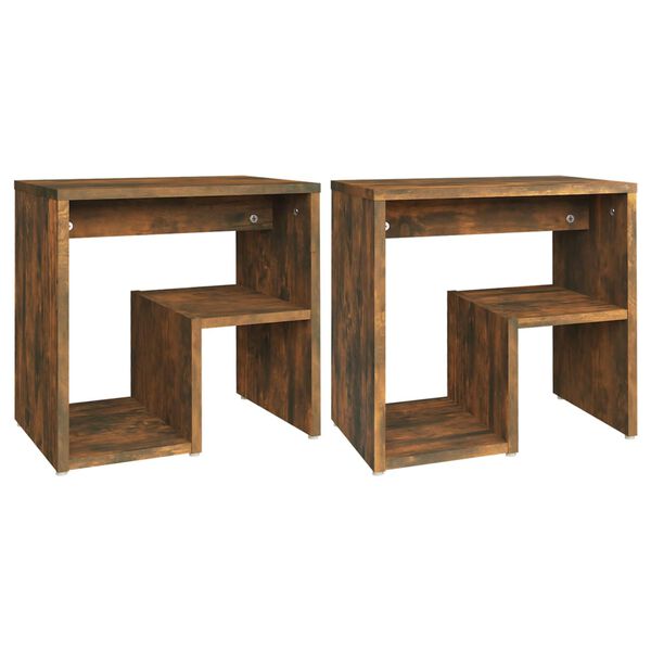 vidaXL Mesita de noche 2 uds contrachapado roble ahumado 40x30x40cm