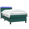 vidaXL Cama box spring con colch&oacute;n y LED terciopelo verde oscuro 100x210 cm