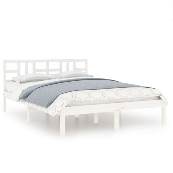 vidaXL Estructura de cama doble peque&ntilde;a madera maciza blanca 120x190cm
