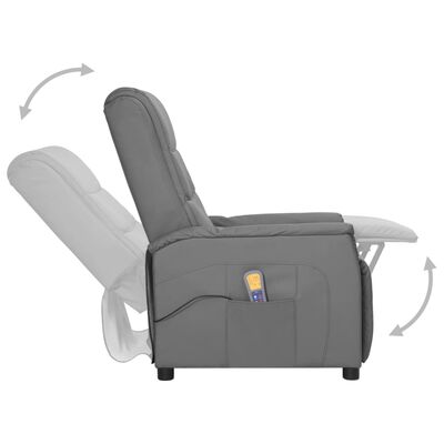 vidaXL Sillón reclinable de masaje elevable cuero sintético gris