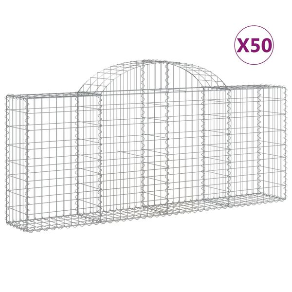 vidaXL Cestas de gaviones 50 uds forma de arco hierro 200x30x80/100 cm