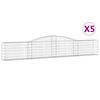 vidaXL Cestas de gaviones 5 uds forma de arco hierro 400x30x60/80 cm