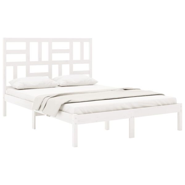 vidaXL Estructura de cama sin colch&oacute;n madera maciza blanco 140x200 cm