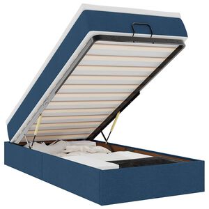 vidaXL Estructura de cama otomana con colch&oacute;n tela azul 90x190 cm