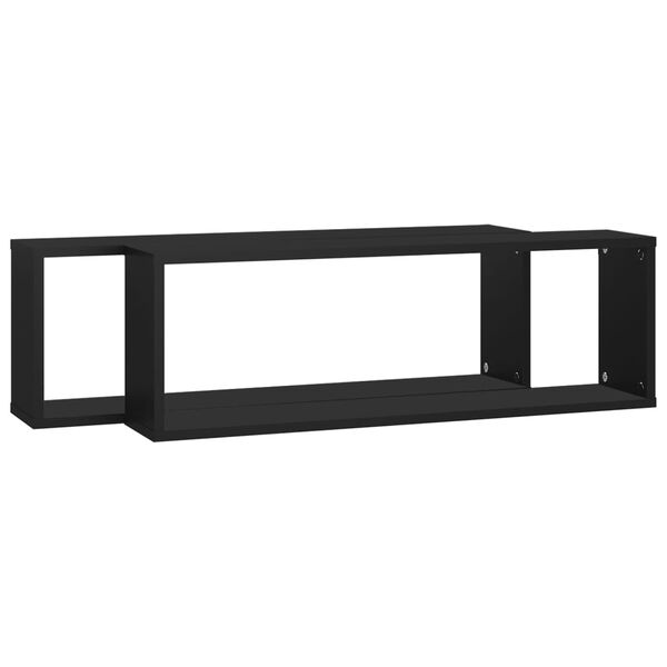 vidaXL Estantes cubo de pared 2 uds contrachapado negro 80x15x26,5 cm