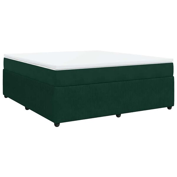 vidaXL Cama box spring con colch&oacute;n terciopelo verde oscuro 180x200 cm