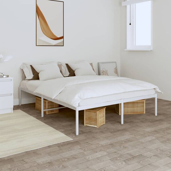 vidaXL Estructura de cama sin colch&oacute;n metal blanco 140x190 cm