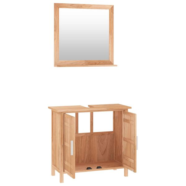 vidaXL Conjunto de muebles de baño 2 piezas madera maciza de nogal
