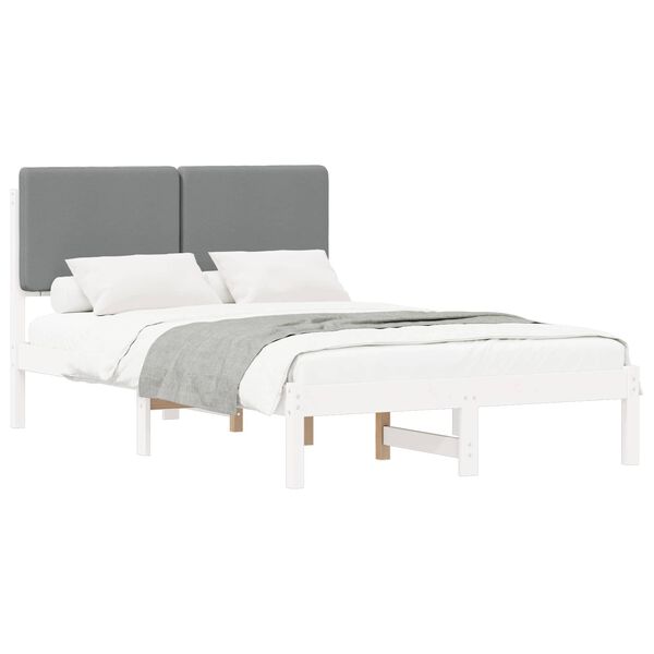 vidaXL Estructura de Cama con Cabecera Tapizada Gris Claro