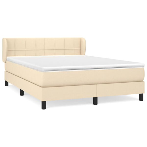 vidaXL Cama box spring con colch&oacute;n tela color crema 140x190 cm