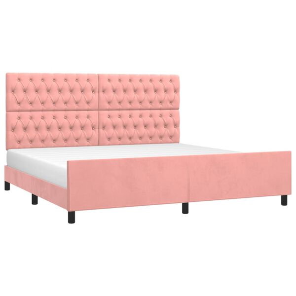 vidaXL Estructura cama sin colch&oacute;n terciopelo rosa 200x200 cm