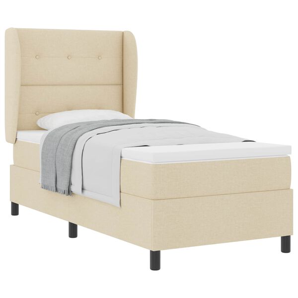 vidaXL Cama tipo Box Spring con colch&oacute;n Crema 80 x 200 cm tela