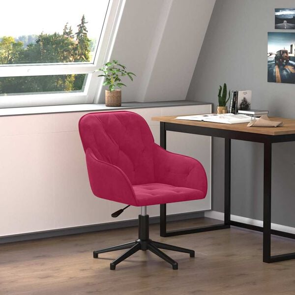 vidaXL Silla de oficina giratoria de terciopelo rojo tinto