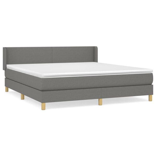 vidaXL Cama box spring con colch&oacute;n tela gris oscuro 180x200 cm