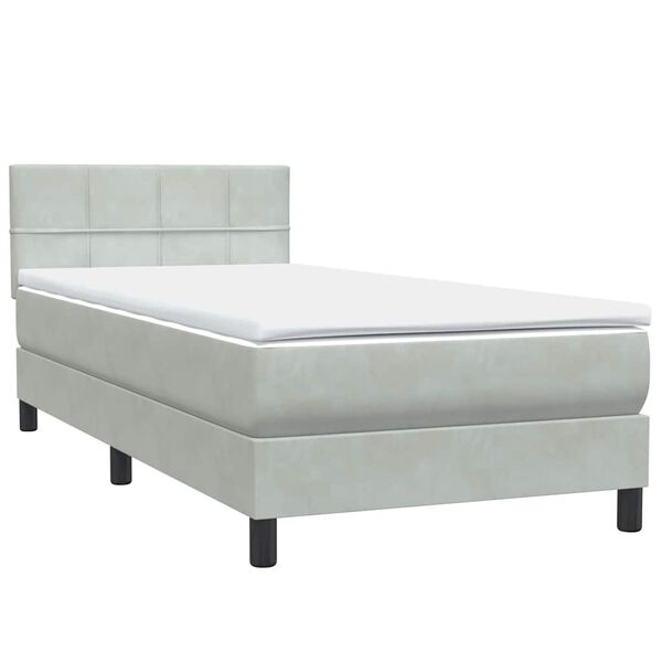 vidaXL Cama box spring con colch&oacute;n terciopelo gris claro 100x210 cm