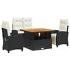 vidaXL Juego comedor jard&iacute;n 4 piezas con cojines rat&aacute;n sint&eacute;tico negro