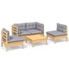vidaXL Juego de muebles de jard&iacute;n 5 pzas y cojines madera maciza pino