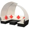 vidaXL Set muebles de jard&iacute;n 9 pzas con toldos rat&aacute;n sint&eacute;tico negro