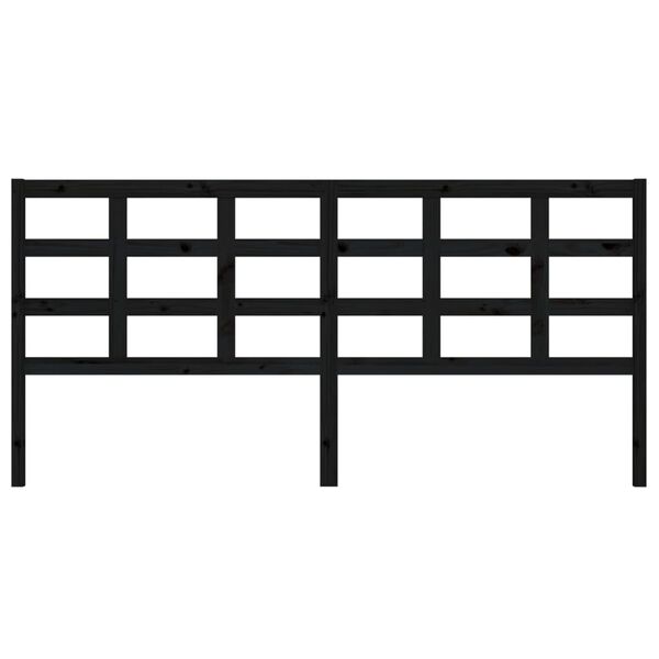 vidaXL Cabecero de cama madera maciza de pino negro 205,5x4x100 cm