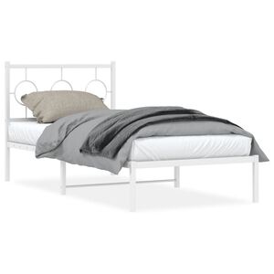 vidaXL Estructura cama sin colch&oacute;n con cabecero metal blanco 90x190 cm