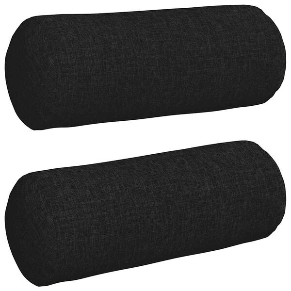 vidaXL Cojines Bolster 2 pcs Negro Ø 15 x 40 cm tela
