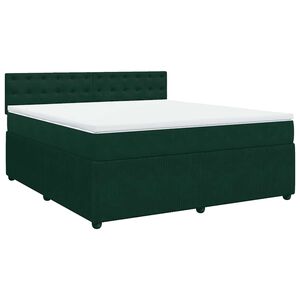 vidaXL Cama box spring con colch&oacute;n terciopelo verde oscuro 180x200 cm