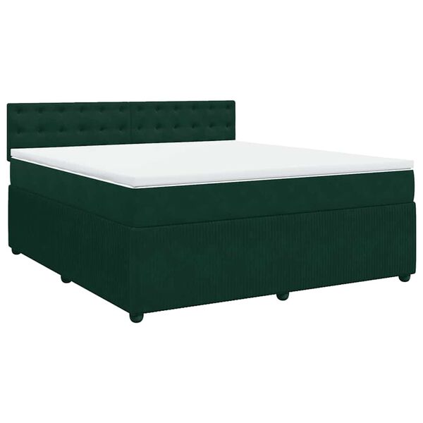 vidaXL Cama box spring con colch&oacute;n terciopelo verde oscuro 180x200 cm