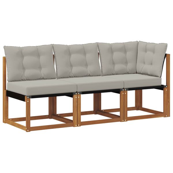 vidaXL Sof&aacute; de esquina y centro para exterior 3 Pieza Natural